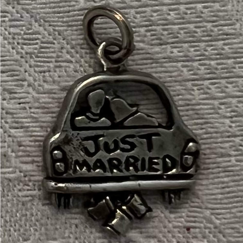 ‘Just Married' Wedding Charm Sterling Silver